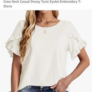 Women's White Ruffle Sleeve Top